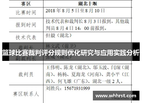 篮球比赛裁判评分规则优化研究与应用实践分析